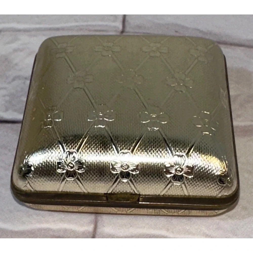Vintage Bradley Travel Alarm Clock Gold Tone Floral Case Western Germany MCM